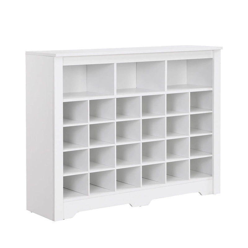 Sleek Design 24 Shoe Cubby Console, Modern Shoe Cabinet with Curved Base, Versatile Sideboard with High-quality