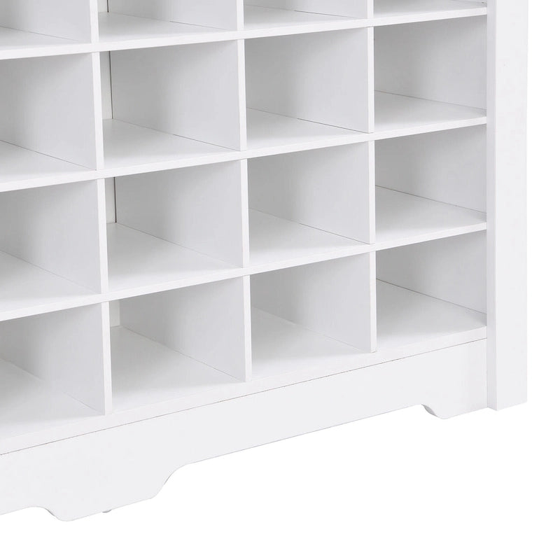 Sleek Design 24 Shoe Cubby Console, Modern Shoe Cabinet with Curved Base, Versatile Sideboard with High-quality
