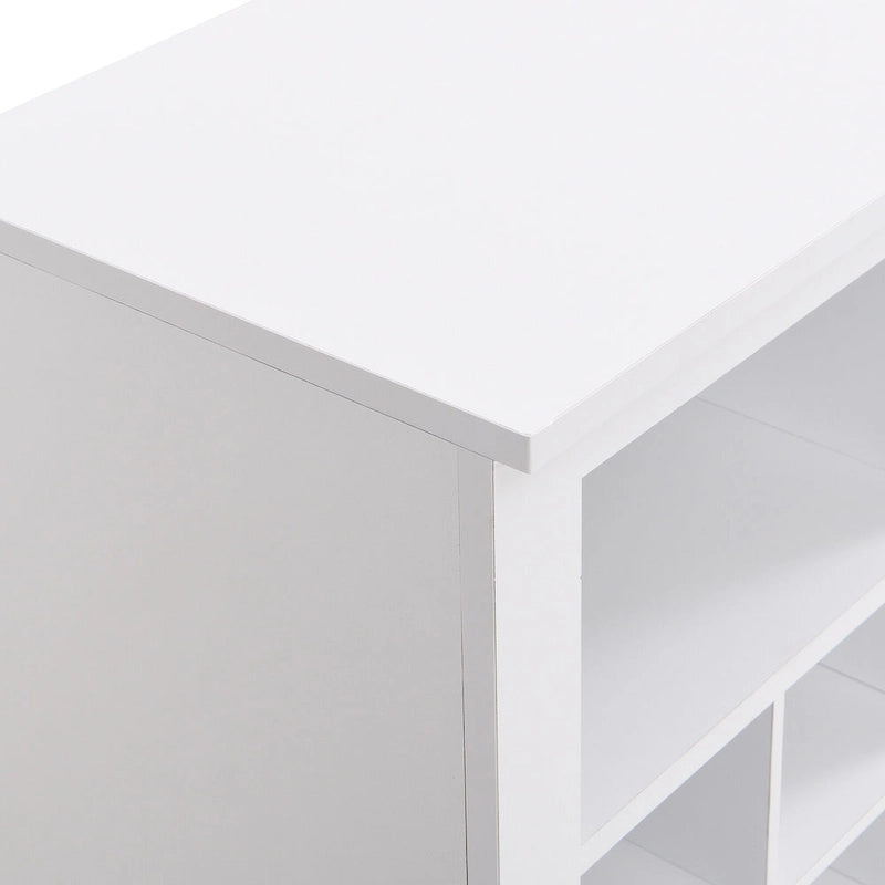Sleek Design 24 Shoe Cubby Console, Modern Shoe Cabinet with Curved Base, Versatile Sideboard with High-quality