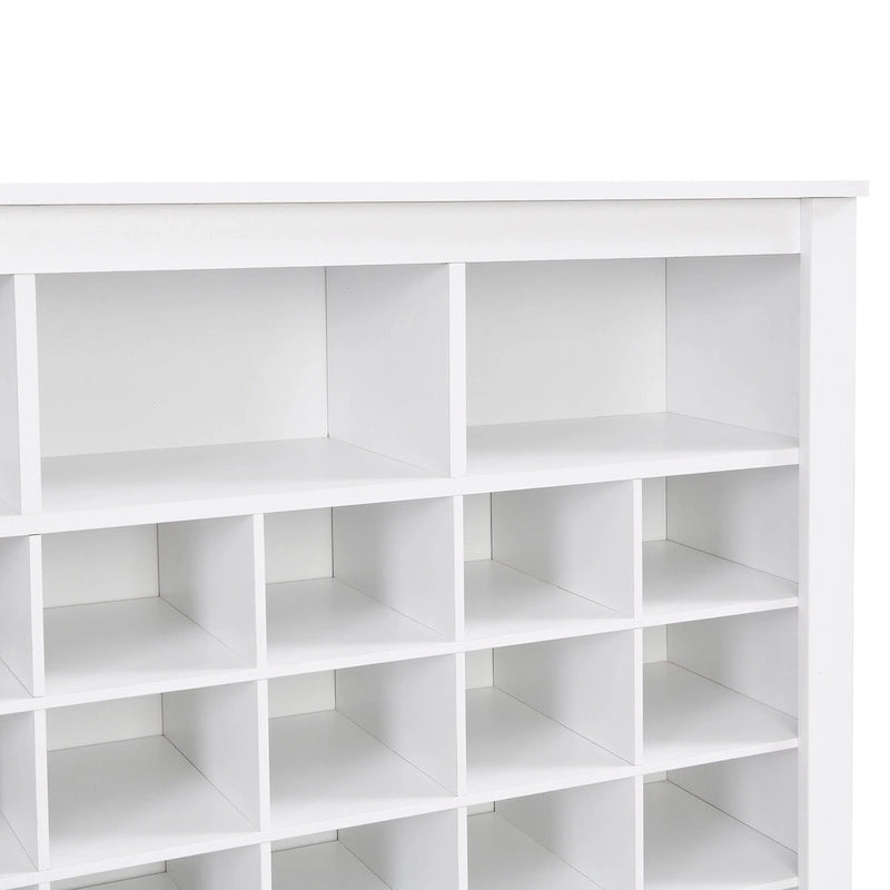 Sleek Design 24 Shoe Cubby Console, Modern Shoe Cabinet with Curved Base, Versatile Sideboard with High-quality