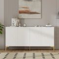 60 4-Door Sideboard Cabinet with Carved Door Panels and Adjustable Shelves for Entryway Dining Room Living Room