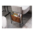 Freestanding Metal Frame Leatharette Sling Magazine Holder