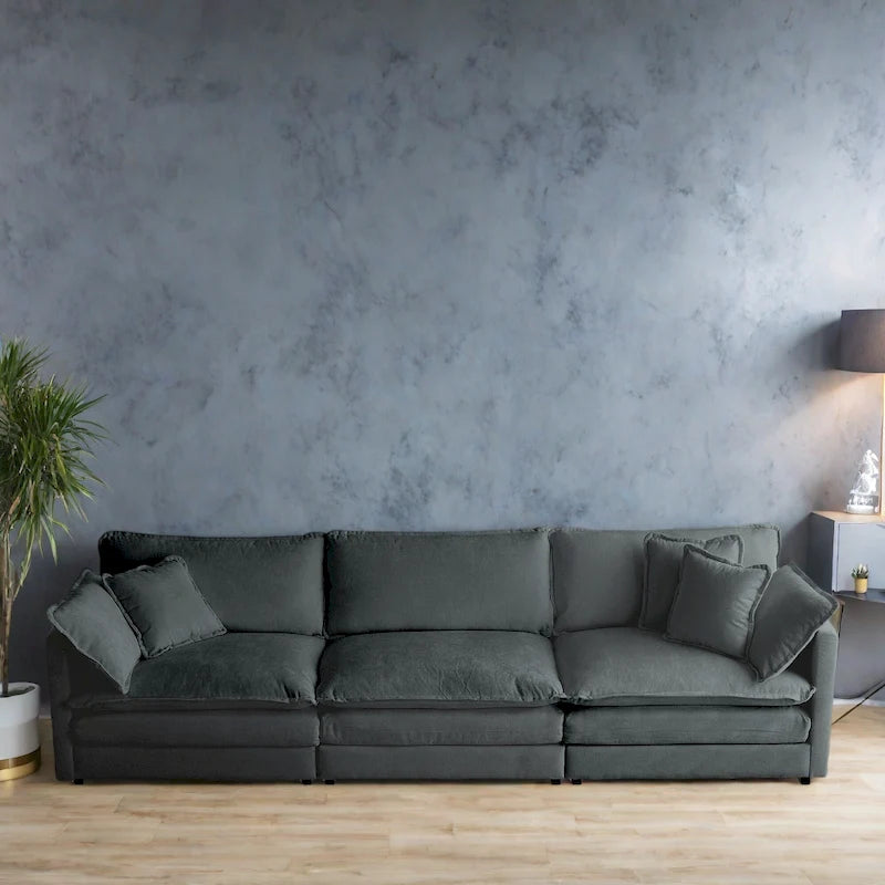111.5 Canapé 4 places en chenille avec configurations personnalisables et confort supérieur