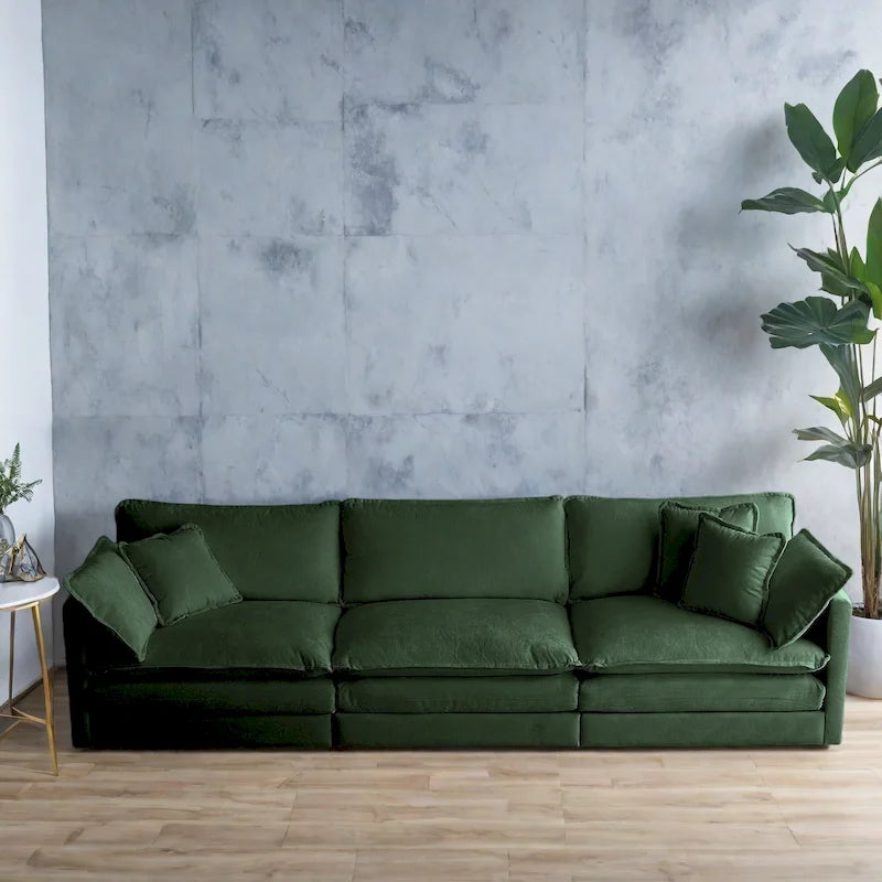111.5 Canapé 4 places en chenille avec configurations personnalisables et confort supérieur
