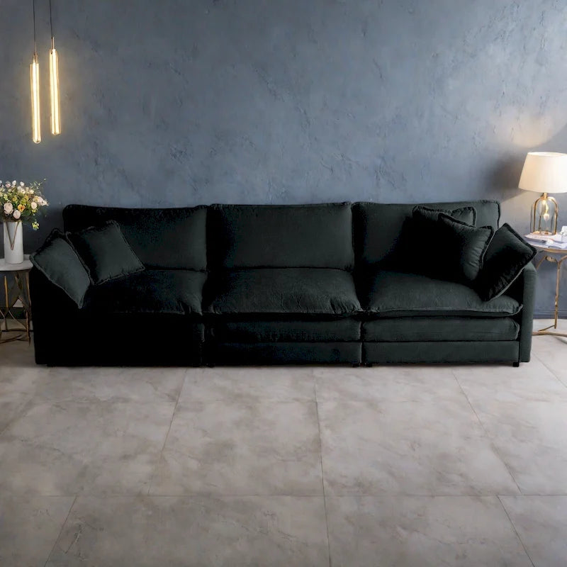 111.5 Canapé 4 places en chenille avec configurations personnalisables et confort supérieur