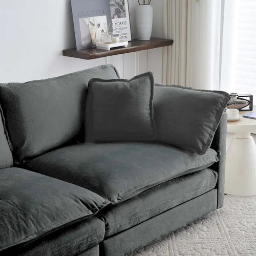 111.5 Canapé 4 places en chenille avec configurations personnalisables et confort supérieur