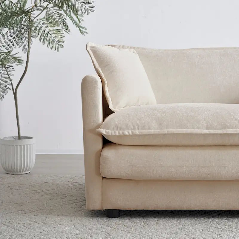 111.5 Canapé 4 places en chenille avec configurations personnalisables et confort supérieur