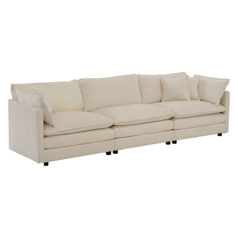 111.5 Canapé 4 places en chenille avec configurations personnalisables et confort supérieur