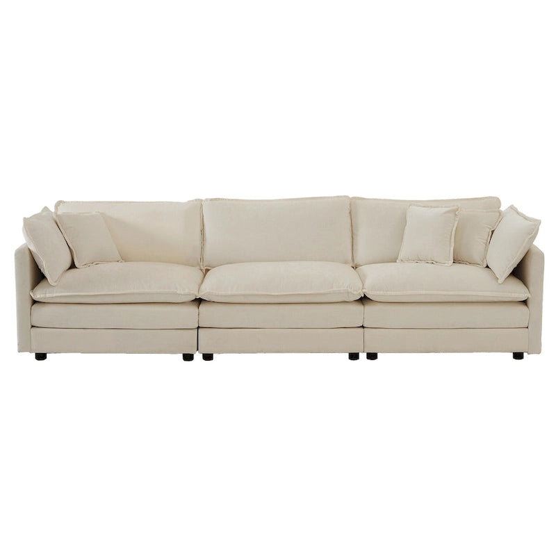 111.5 Canapé 4 places en chenille avec configurations personnalisables et confort supérieur