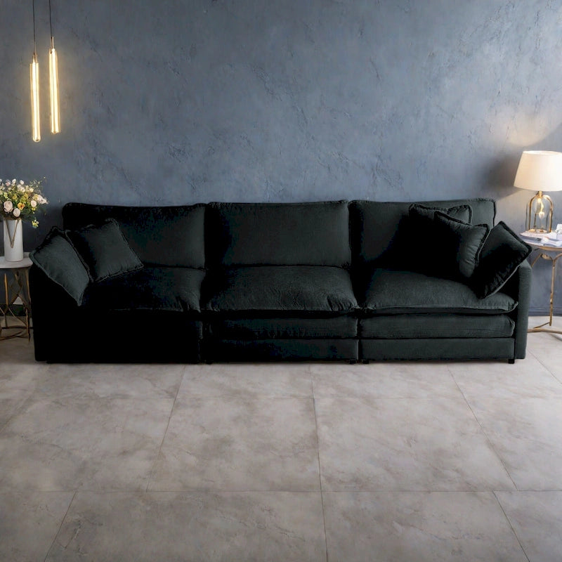 111.5 Canapé 4 places en chenille avec configurations personnalisables et confort supérieur