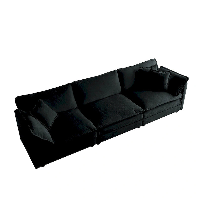 111.5 Canapé 4 places en chenille avec configurations personnalisables et confort supérieur