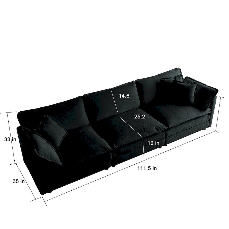 111.5 Canapé 4 places en chenille avec configurations personnalisables et confort supérieur