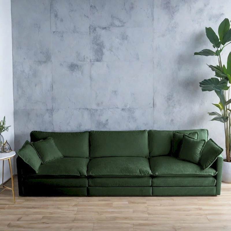111.5 Canapé 4 places en chenille avec configurations personnalisables et confort supérieur