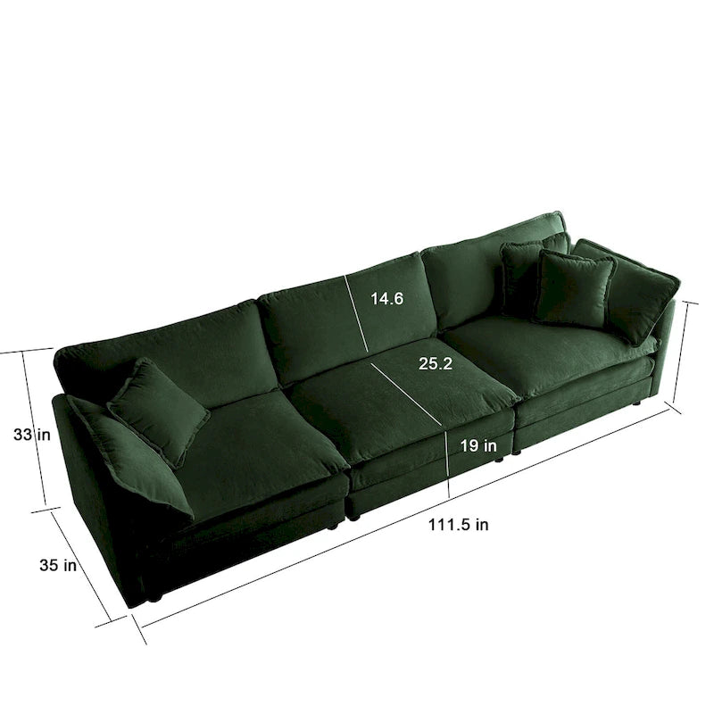 111.5 Canapé 4 places en chenille avec configurations personnalisables et confort supérieur