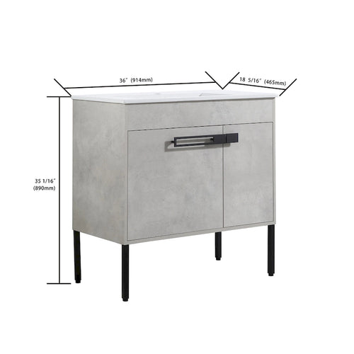 24 Inch/30 Inch /36 Inch Bathroom Vanity W/Sink Freestanding/Wall Mounted Vanity Ceramic Sink Set With Adjustable Shelf