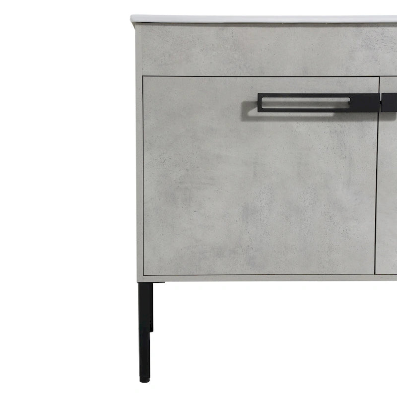 24 Inch/30 Inch /36 Inch Bathroom Vanity W/Sink Freestanding/Wall Mounted Vanity Ceramic Sink Set With Adjustable Shelf