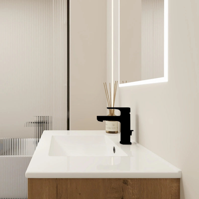 24 Inch/30 Inch /36 Inch Bathroom Vanity W/Sink Freestanding/Wall Mounted Vanity Ceramic Sink Set With Adjustable Shelf