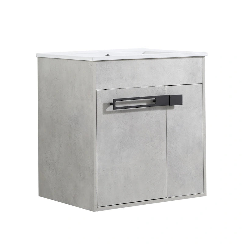 24 Inch/30 Inch /36 Inch Bathroom Vanity W/Sink Freestanding/Wall Mounted Vanity Ceramic Sink Set With Adjustable Shelf