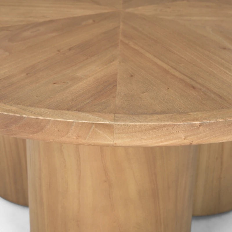 Table basse à piédestal ronde en bois massif naturel de 39 po - 39,25x16,5x39,25