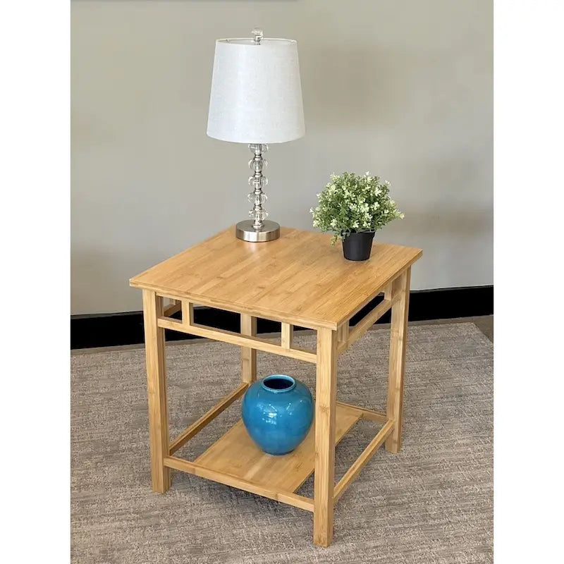 Zen End Table with Shelf in Natural