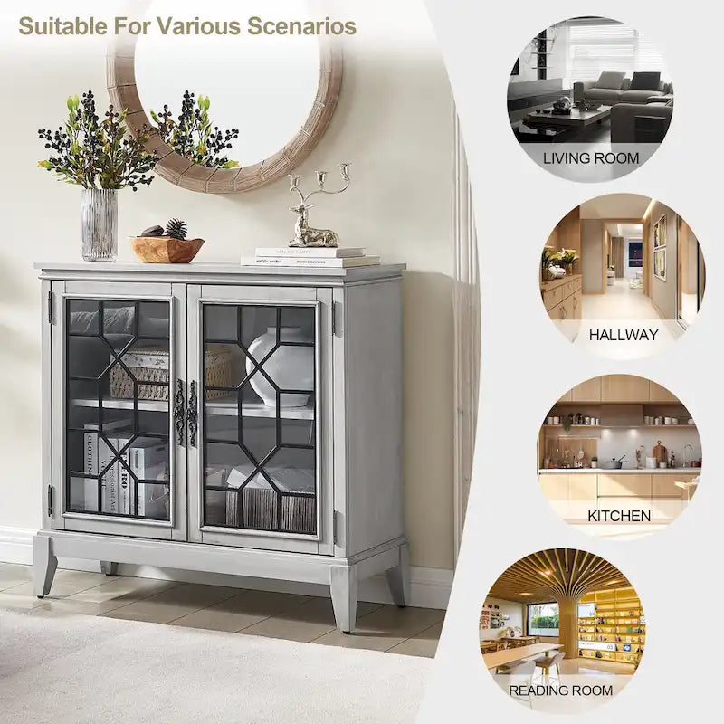 Sideboard & Buffets Cabinet, Accent Display Storage Distressed Console Cabinet for Entryway Living Room Bedroom Kitchen