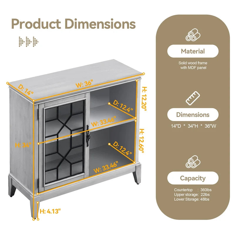 Sideboard & Buffets Cabinet, Accent Display Storage Distressed Console Cabinet for Entryway Living Room Bedroom Kitchen