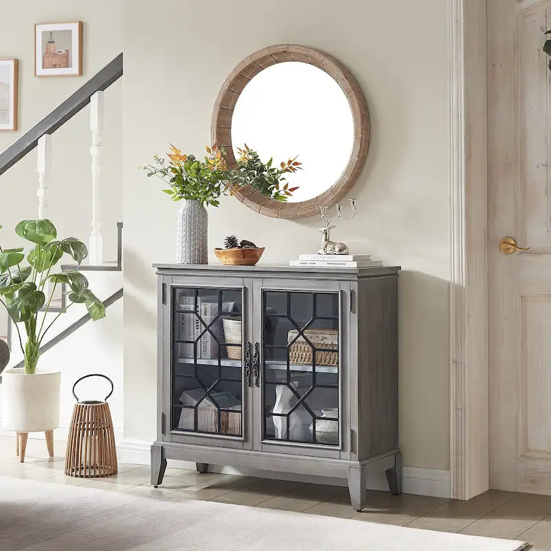 Sideboard & Buffets Cabinet, Accent Display Storage Distressed Console Cabinet for Entryway Living Room Bedroom Kitchen