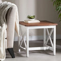 Table d'appoint carrée de style fermier en acacia - 19,75P x 19,75L x 18,75H