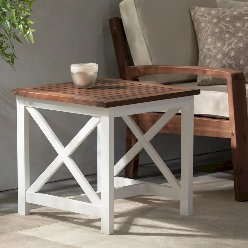 Christopher Knight Home Shammai Square Farmhouse Acacia End Table - 19.75D x 19.75W x 18.75H