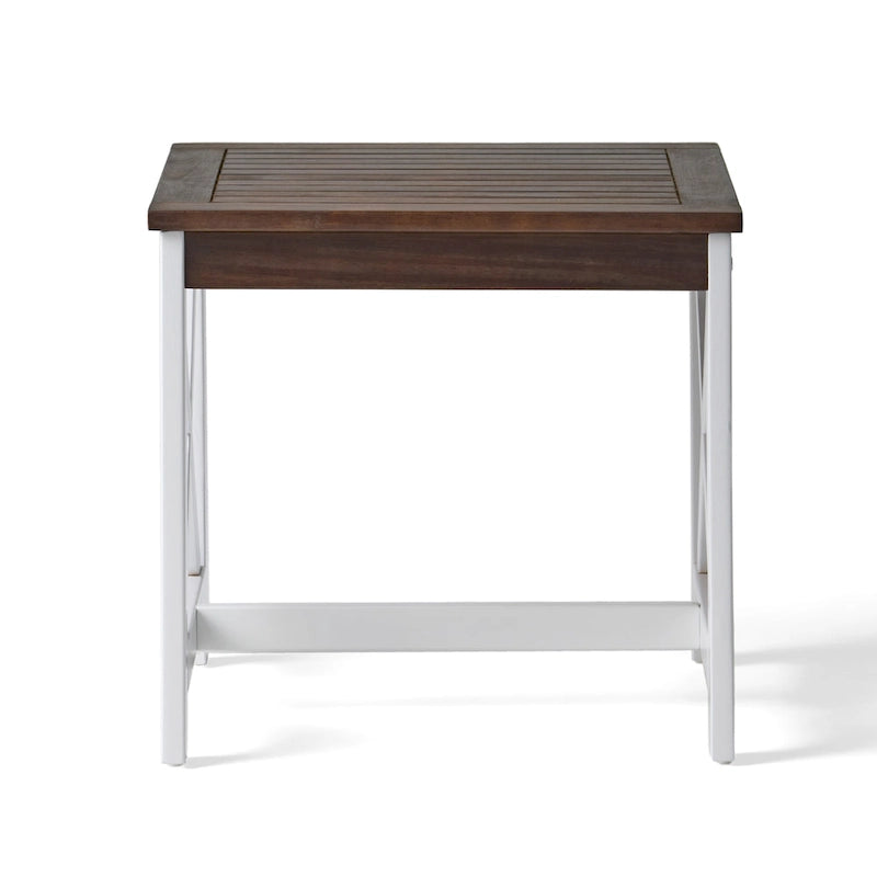 Table d'appoint carrée de style fermier en acacia - 19,75P x 19,75L x 18,75H