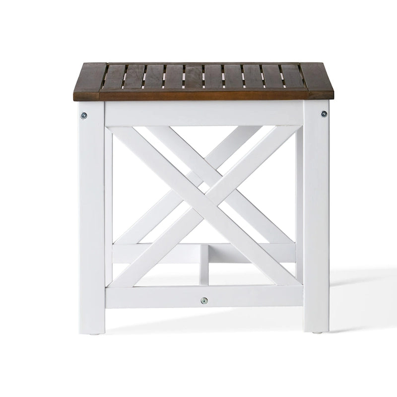 Table d'appoint carrée de style fermier en acacia - 19,75P x 19,75L x 18,75H