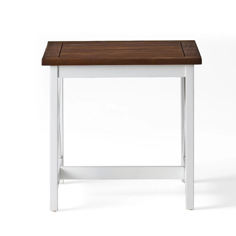 Table d'appoint carrée de style fermier en acacia - 19,75P x 19,75L x 18,75H