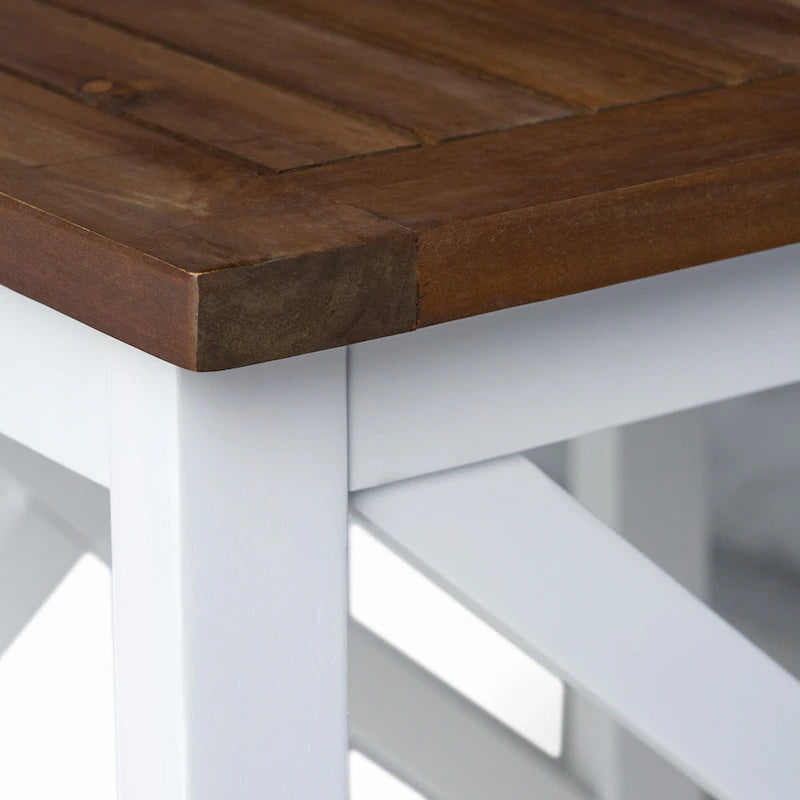 Table d'appoint carrée de style fermier en acacia - 19,75P x 19,75L x 18,75H