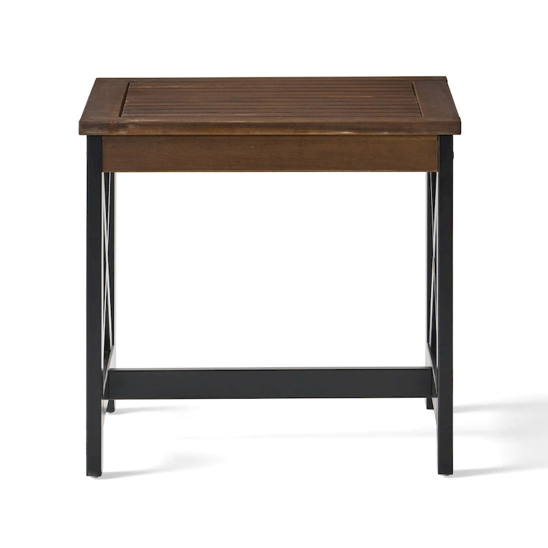 Table d'appoint carrée de style fermier en acacia - 19,75P x 19,75L x 18,75H