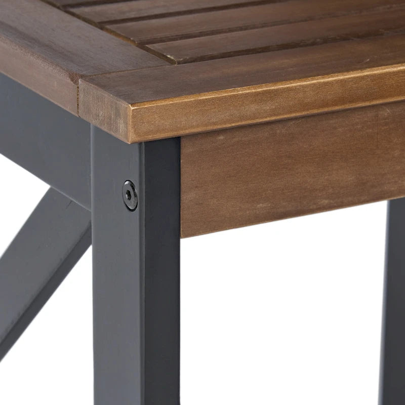 Table d'appoint carrée de style fermier en acacia - 19,75P x 19,75L x 18,75H