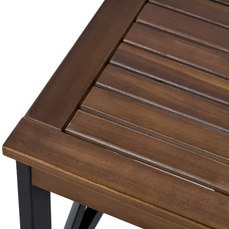 Table d'appoint carrée de style fermier en acacia - 19,75P x 19,75L x 18,75H