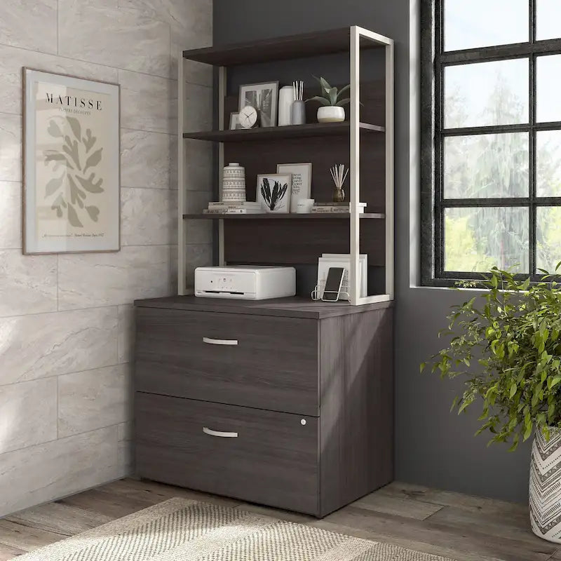 Lateral File Cabinet with Shelves
