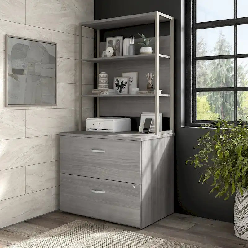 Lateral File Cabinet with Shelves