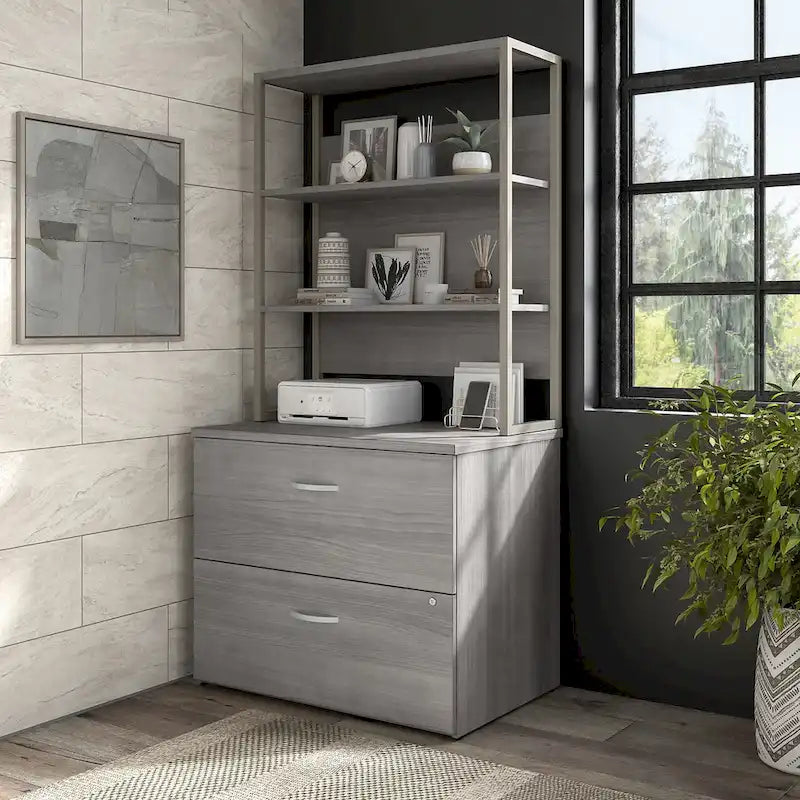 Lateral File Cabinet with Shelves