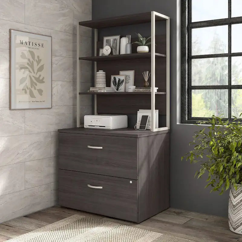 Lateral File Cabinet with Shelves