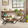 Petite Table d'appoint Industrielle à 3 Niveaux pour Canapé – Meuble d'appoint Rustique en Métal et Bois