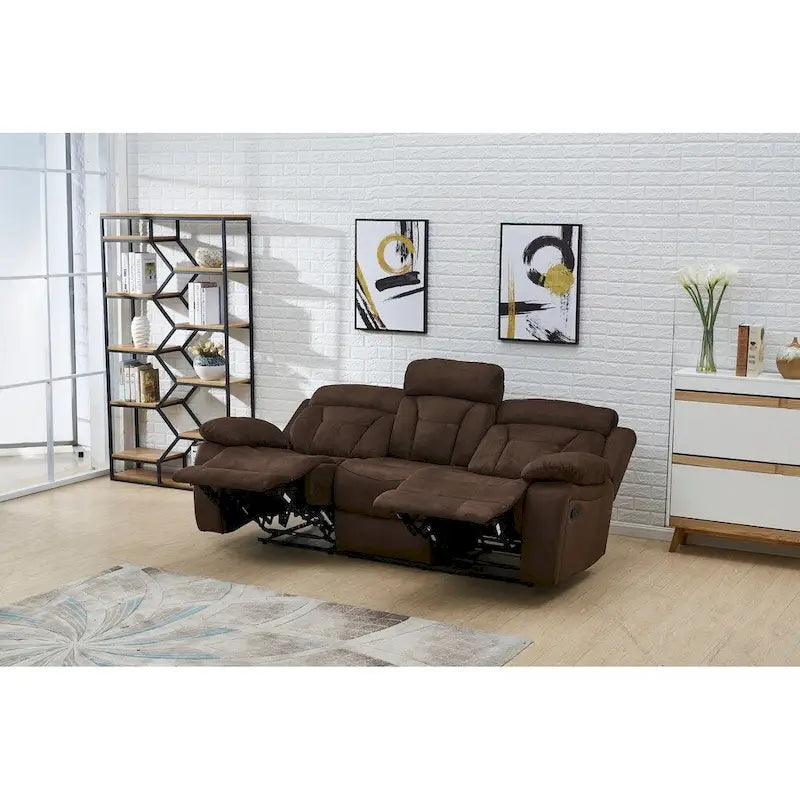 Causeuse inclinable manuelle en microfibre 3 places pour petit salon