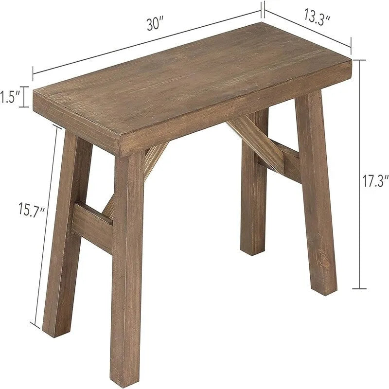 Banc d'entrée en bois massif Sawmill – Siège d'appoint rustique style ferme, 30L x 17H pouces