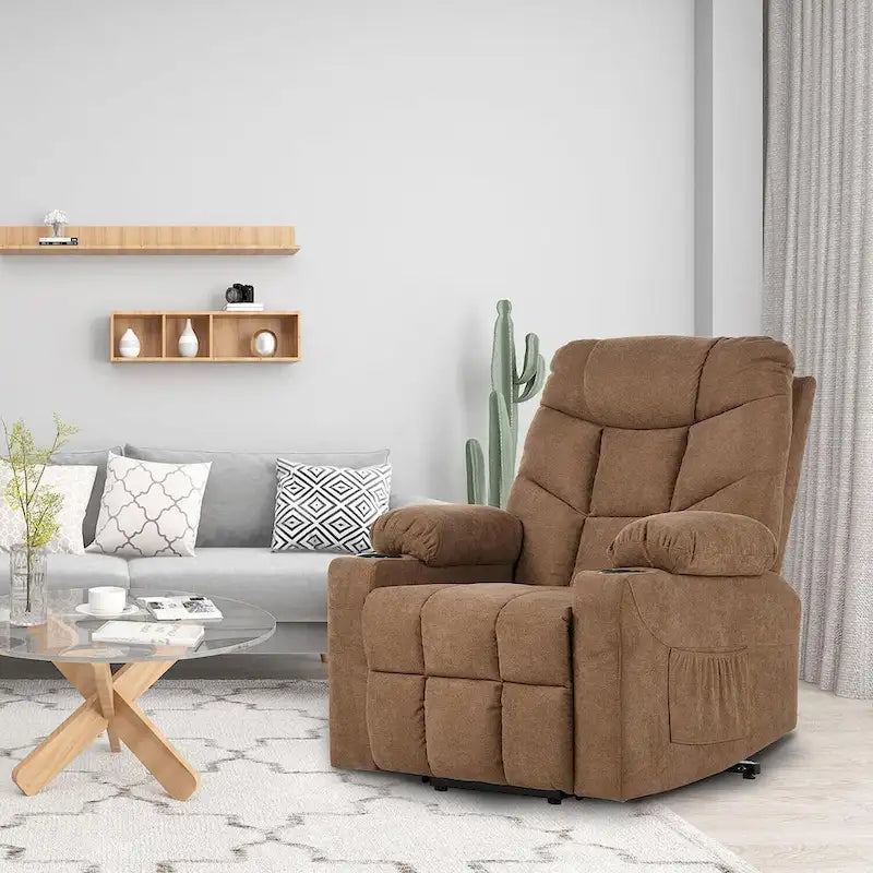 Fauteuil inclinable releveur électrique en tissu pour personnes âgées