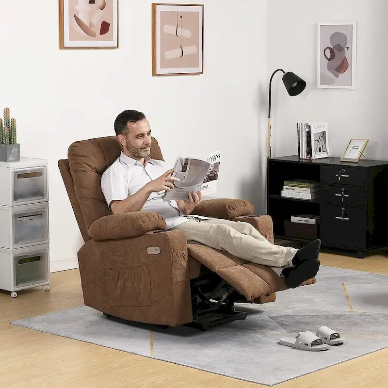 Fauteuil inclinable releveur électrique en tissu pour personnes âgées