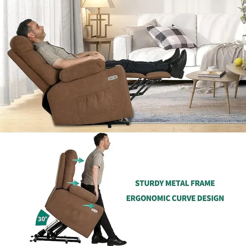 Fauteuil inclinable releveur électrique en tissu pour personnes âgées
