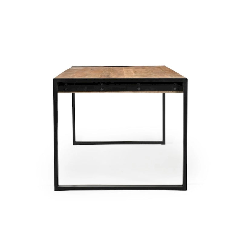 Table à manger en bois de manguier recyclé faite à la main (Inde)
