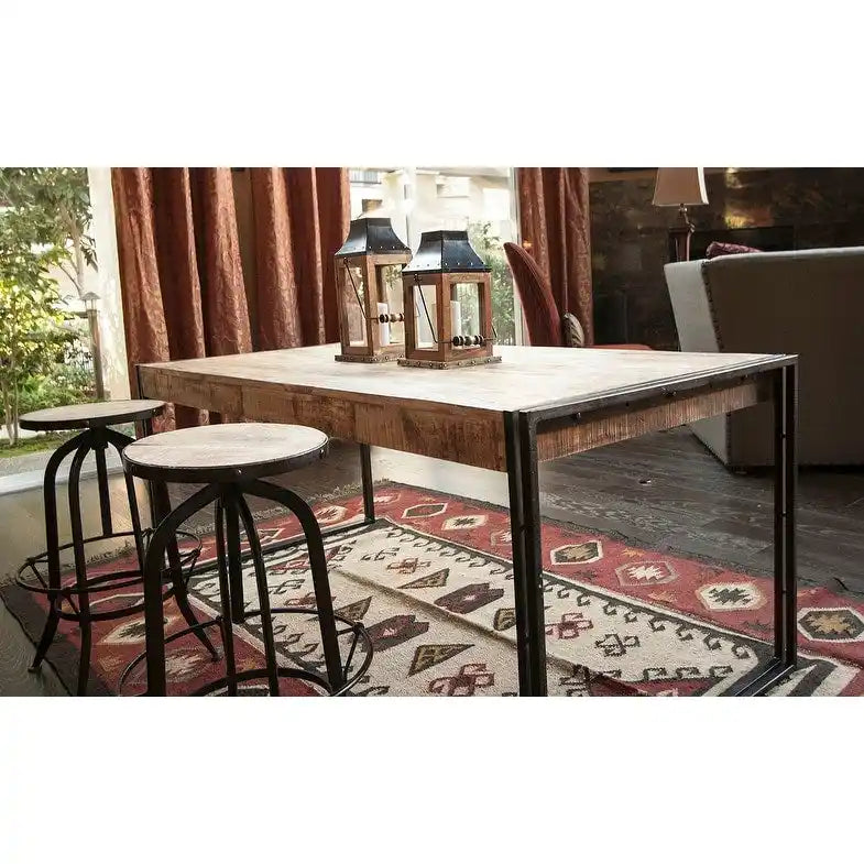 Table à manger en bois de manguier recyclé faite à la main (Inde)