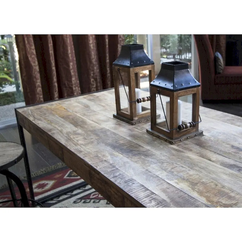 Table à manger en bois de manguier recyclé faite à la main (Inde)