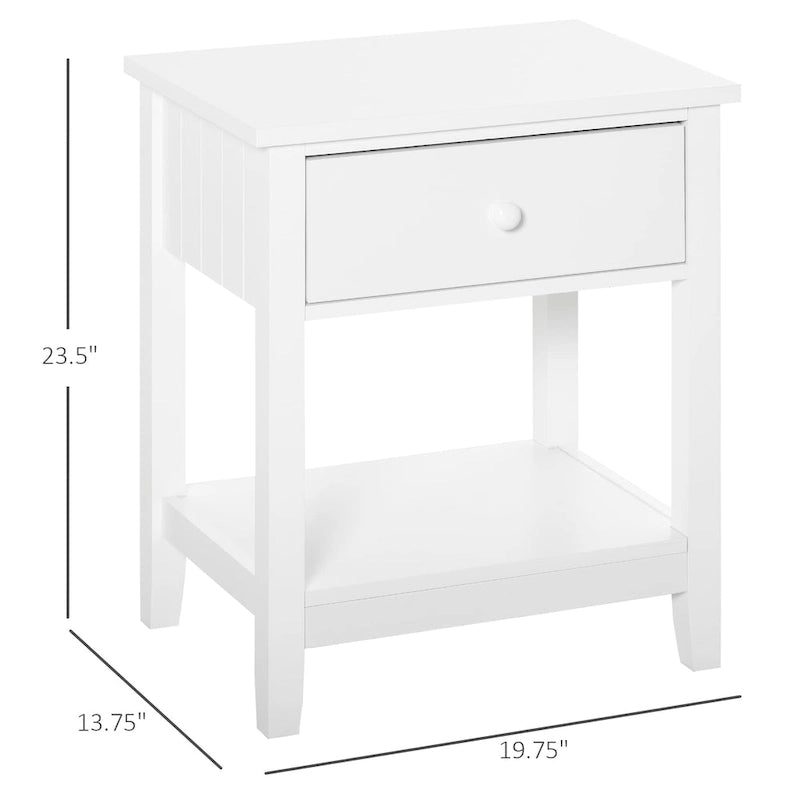 Table de chevet moderne avec tiroir et étagère de rangement – 19,75x13,75x23,5